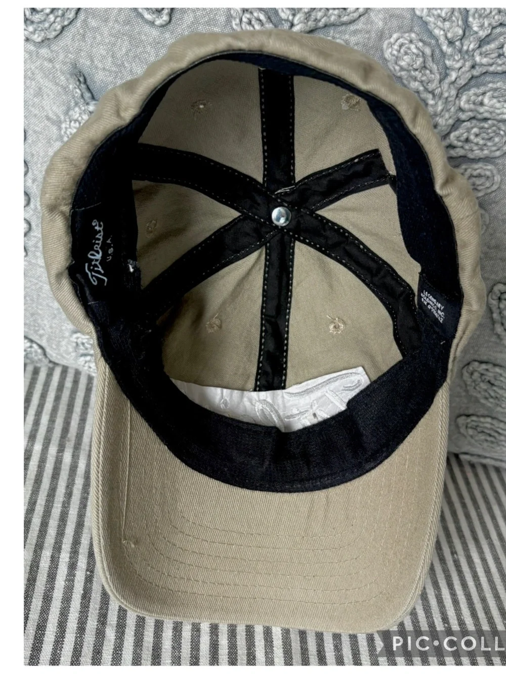 Titleist Khaki Dad Hat Adjustable Golf Cap 975 Script Logo Beige